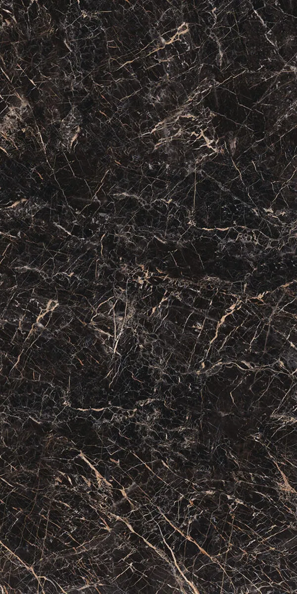 Image of installed Panoramic Porcelain Surfaces Onyx Galaxy Black Porcelain countertops