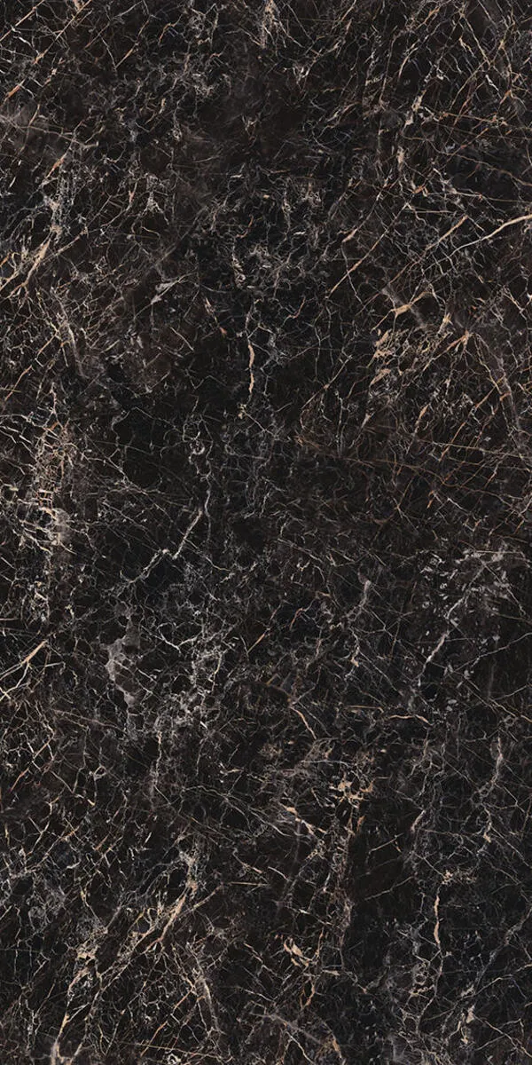 Image of installed Panoramic Porcelain Surfaces Onyx Galaxy Black Porcelain countertops
