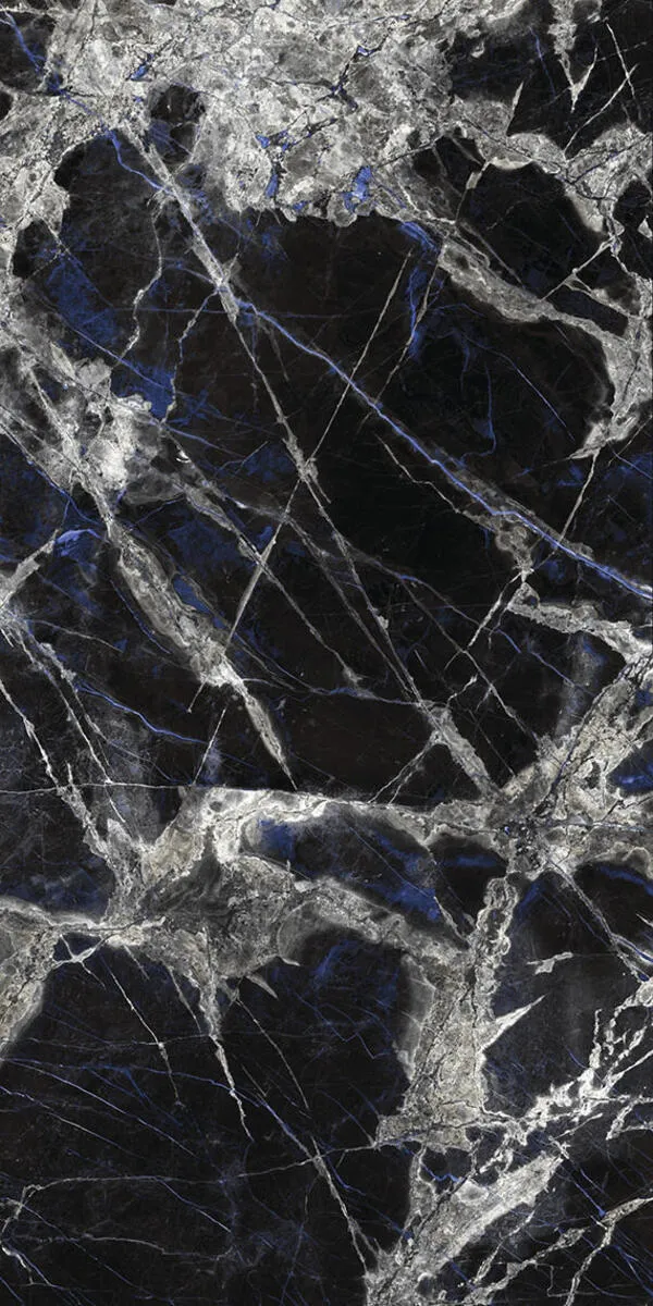 Image of installed Panoramic Porcelain Surfaces Imperial Status Black Porcelain countertops