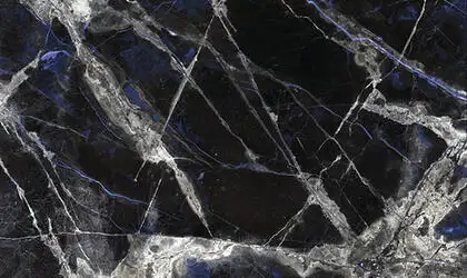 Image of installed Panoramic Porcelain Surfaces Imperial Status Black Porcelain countertops