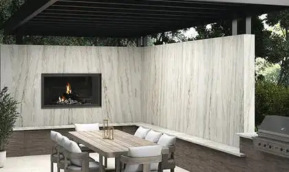 Image of installed Pegasus White Grey Quartzite countertops