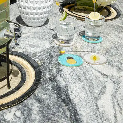 Image of installed Thunder White Grey Granite countertops