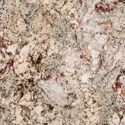 Closeup image of White Spring Cream Granite countertop slab