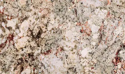 Closeup image of White Spring Cream Granite countertop slab