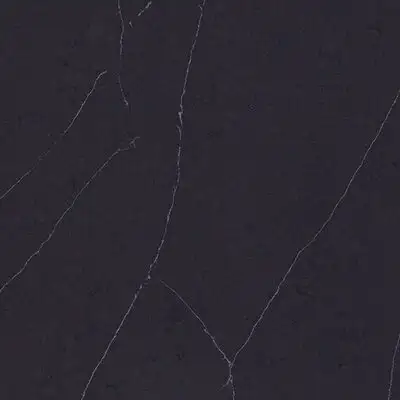 Image of installed ONE Quartz Surfaces Broadway Black Black Quartz countertops