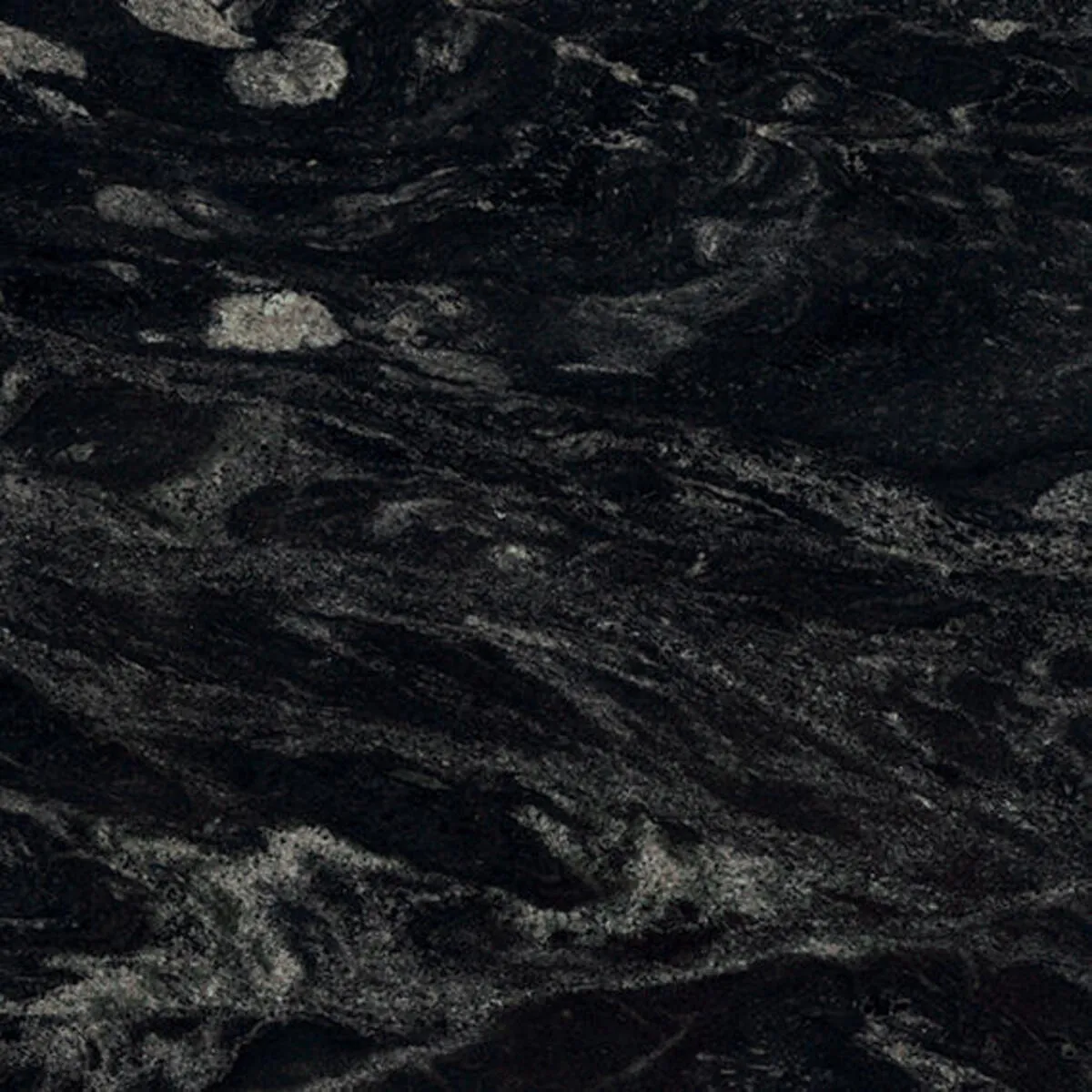 Closeup image of Arabian Nights Black Granite countertop slab