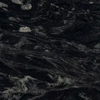Closeup image of Arabian Nights Black Granite countertop slab