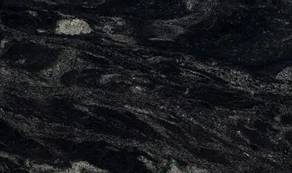 Closeup image of Arabian Nights Black Granite countertop slab Stone Countertop