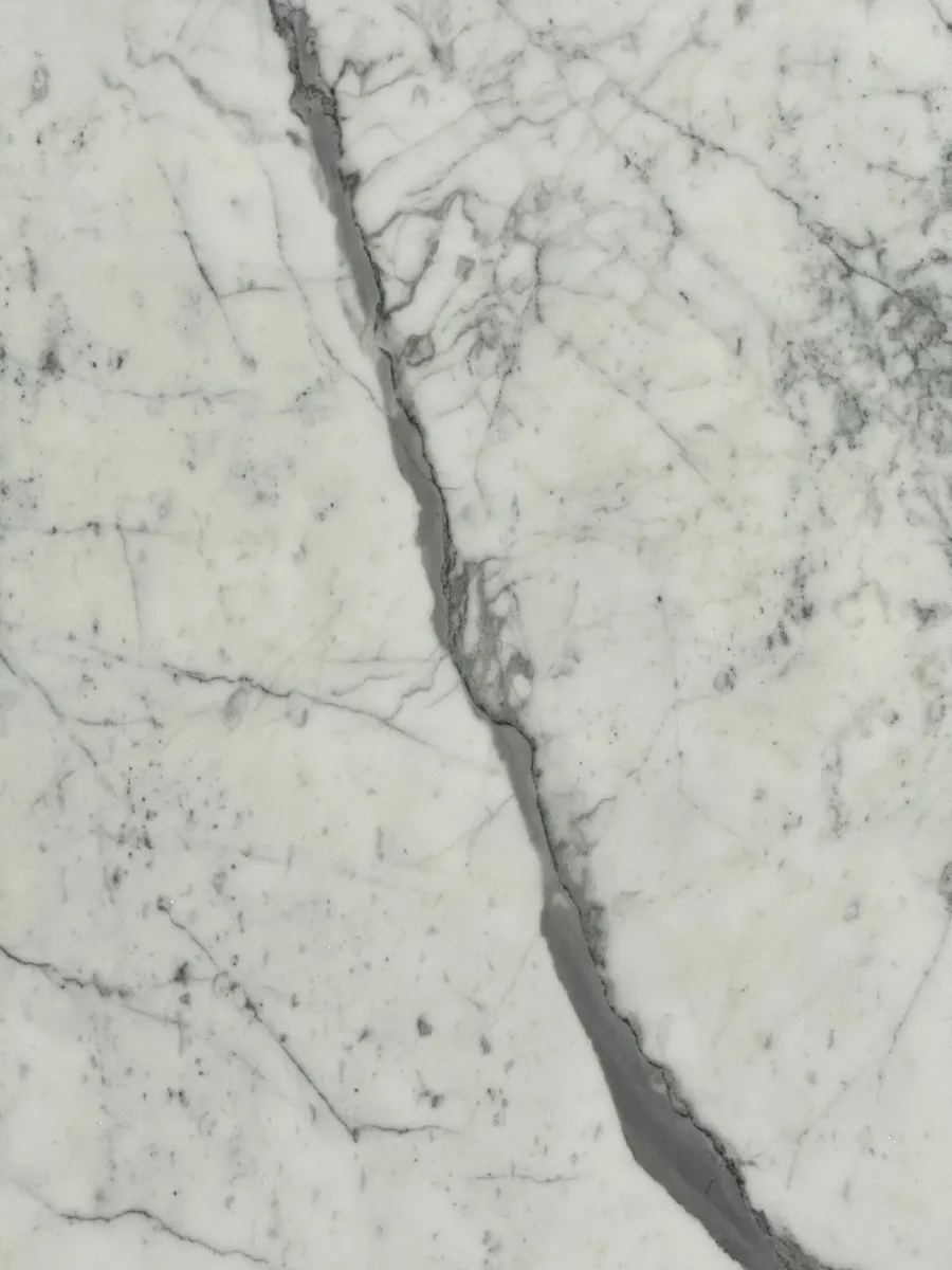 Closeup image of Statuario White Marble countertop slab