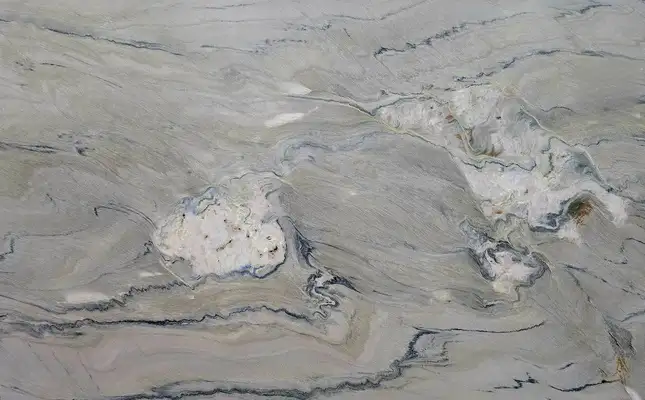 Closeup image of Fantasy Macaubas Grey Quartzite countertop slab