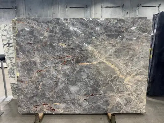 Closeup image of Breccia Di Versailles Grey Marble countertop slab