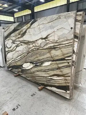 Closeup image of Calacatta Marquis Cream Marble countertop slab