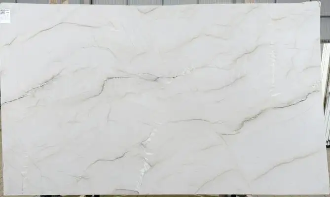 Closeup image of Luce Di Luna 1st Choice White Quartzite countertop slab