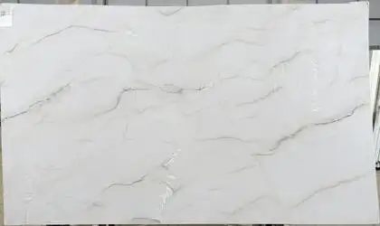 Closeup image of Luce Di Luna 1st Choice White Quartzite countertop slab