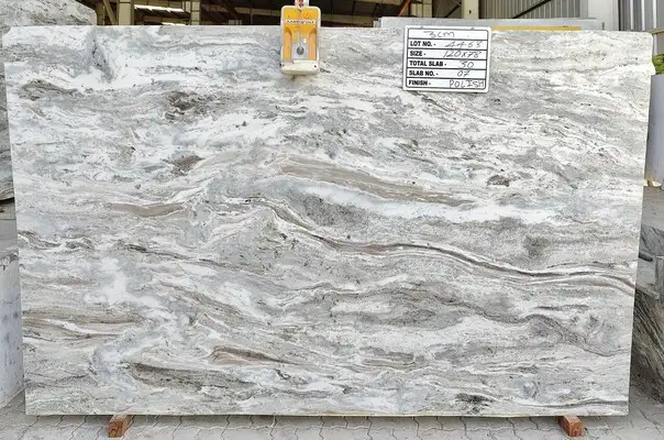 Closeup image of Sequoia (Brown Fantasy 1st Choice) Grey Marble countertop slab