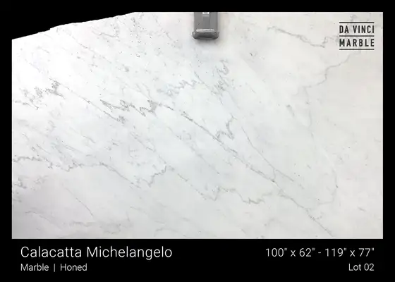 Closeup image of Calacatta Marquis White Marble countertop slab