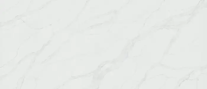 Closeup image of Q Quartz Calacatta Vernello White Quartz countertop slab