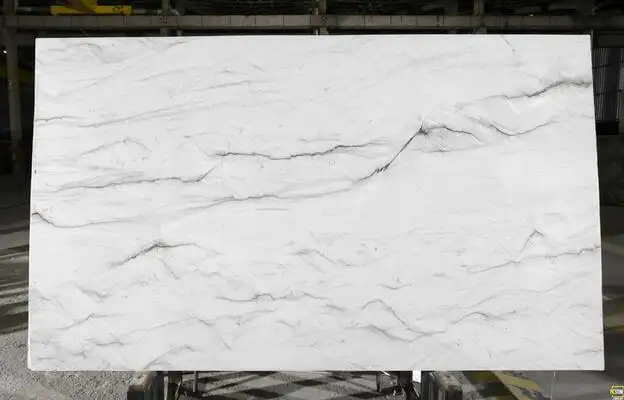 Closeup image of Luce Di Luna 1st Choice White Quartzite countertop slab