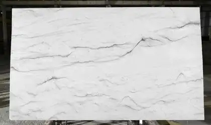 Closeup image of Luce Di Luna 1st Choice White Quartzite countertop slab Stone Countertop