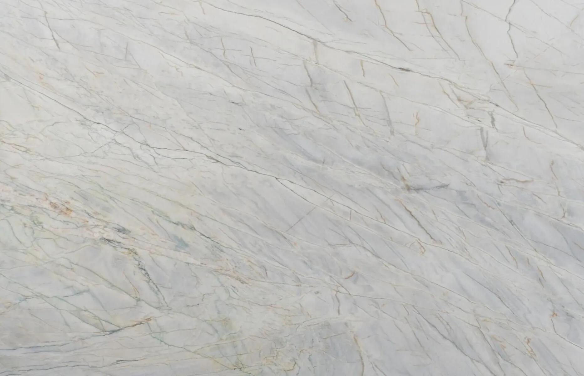 Closeup image of Picasso White Quartzite countertop slab