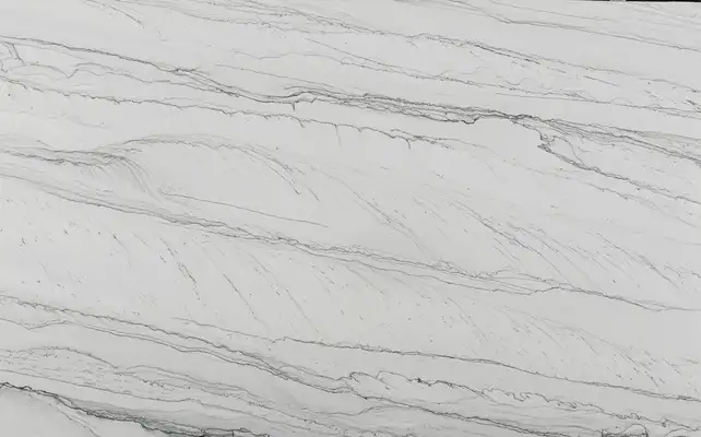 Closeup image of Infinity White White Quartzite countertop slab