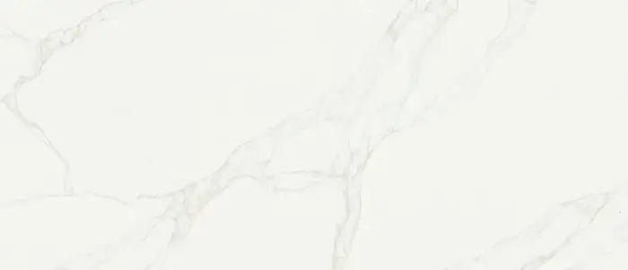 Closeup image of Q Quartz Calacatta Rivessa White Quartz countertop slab
