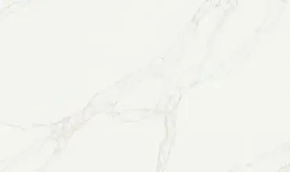 Closeup image of Q Quartz Calacatta Rivessa White Quartz countertop slab