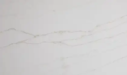 Closeup image of Q Quartz Calacatta Dante White Quartz countertop slab Stone Countertop