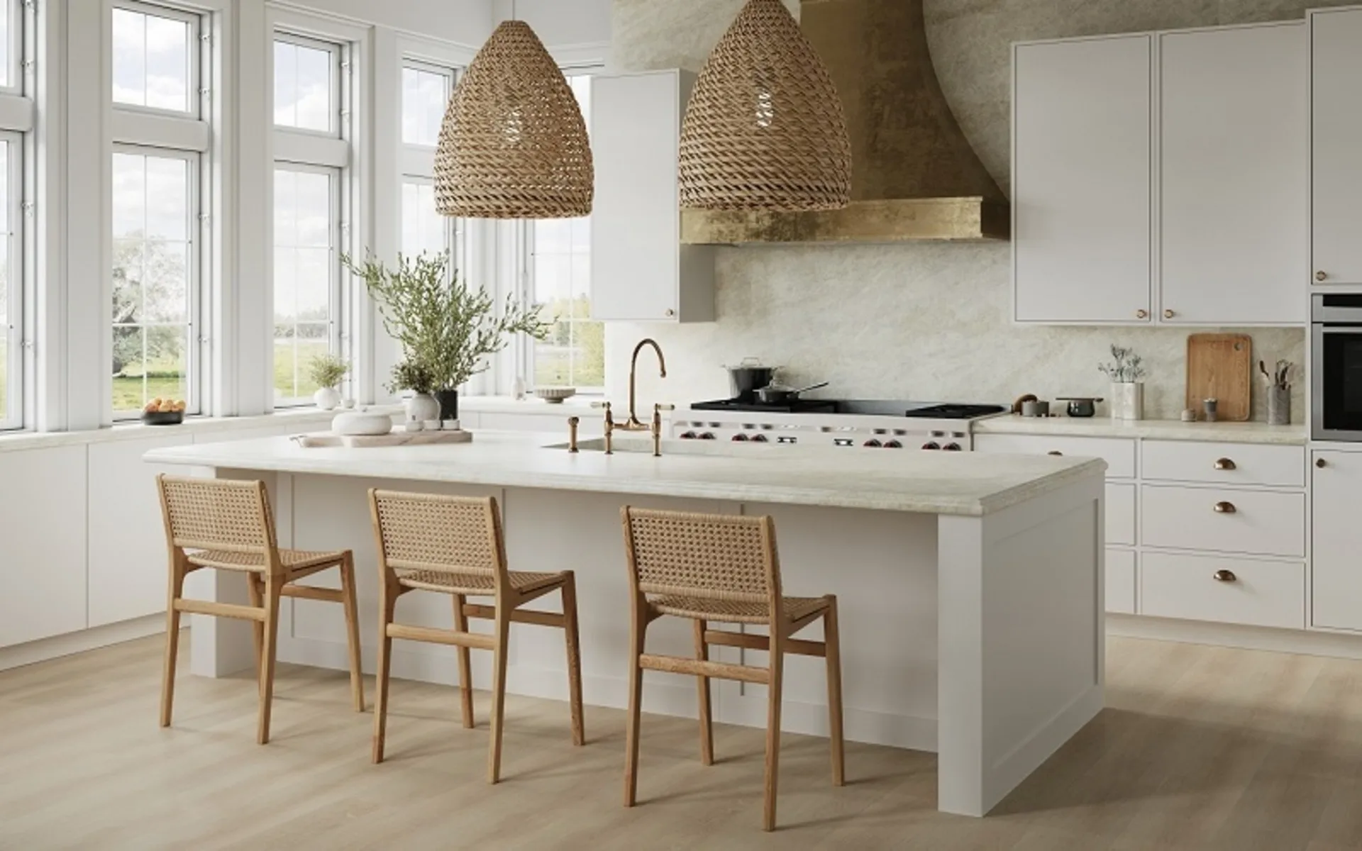 Image of installed Viatera Taj Duna Cream Quartz countertops