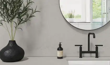 Image of installed Daltile Noble Grey Grey Quartz countertops