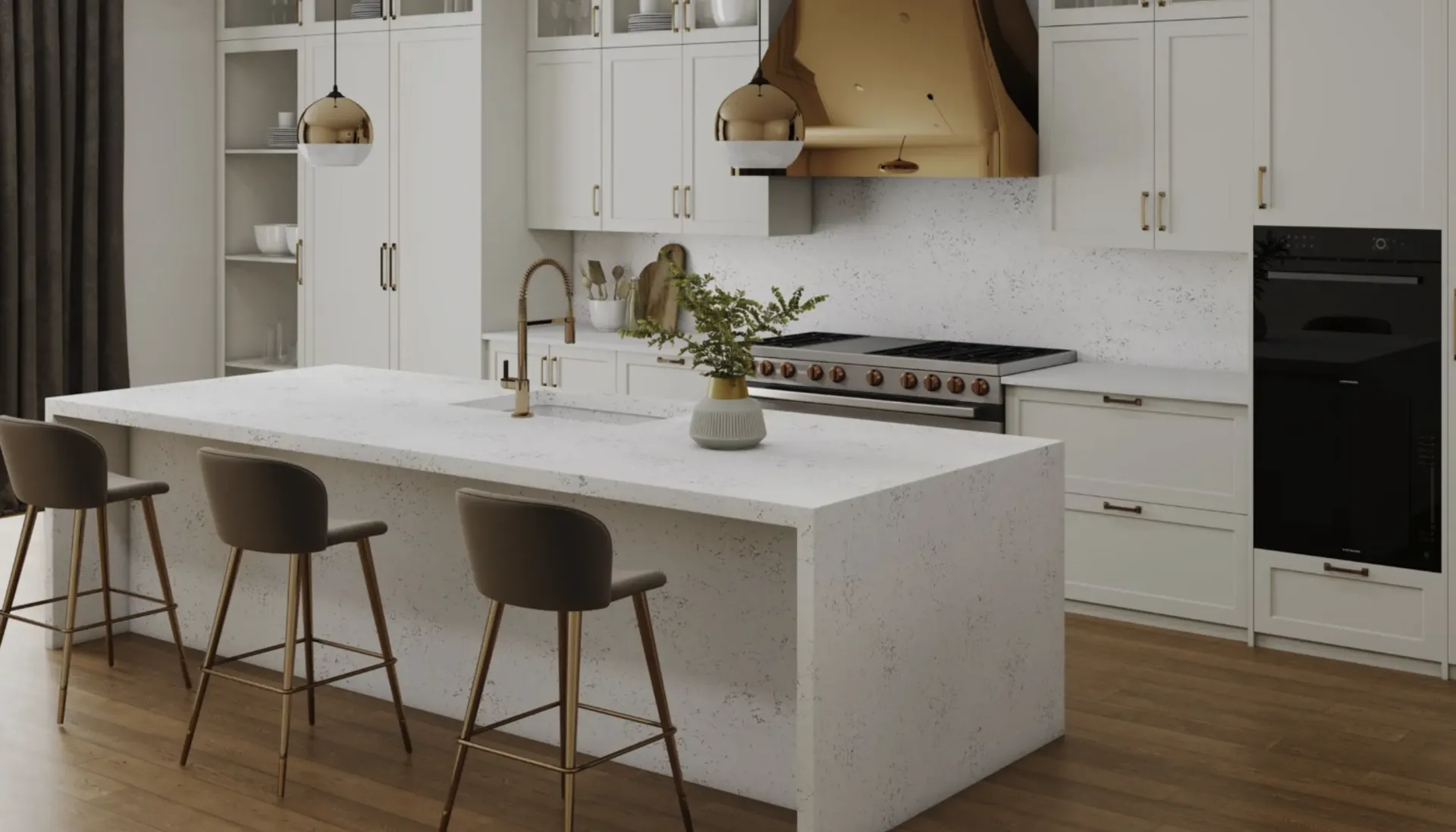 Installed stone countertop banner