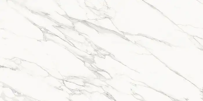 Closeup image of Stratus Porcelain Calacatta Michelangelo White Porcelain countertop slab