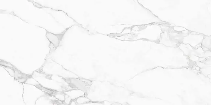 Closeup image of Stratus Porcelain Calacatta Royal White Porcelain countertop slab