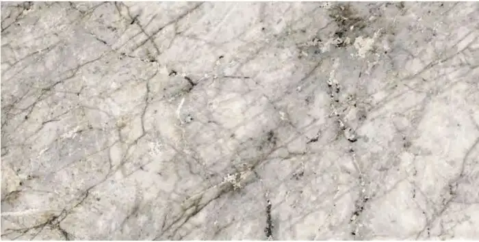 Closeup image of Stratus Porcelain Luce Blanco Grey Porcelain countertop slab