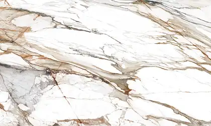 Closeup image of Stratus Porcelain Macchia Vecchia White Porcelain countertop slab