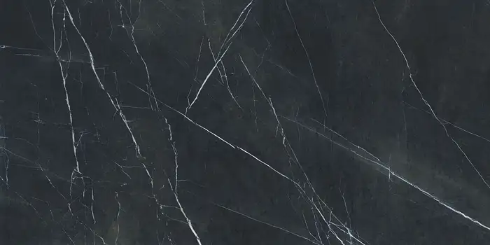 Closeup image of Stratus Porcelain Pietra Black Black Porcelain countertop slab