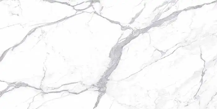 Closeup image of Stratus Porcelain Statuario Super Extra White Porcelain countertop slab