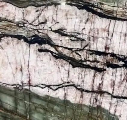 Closeup image of Savage Cream Quartzite countertop slab