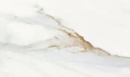Closeup image of Q Quartz Calacatta Lapiza White Quartz countertop slab