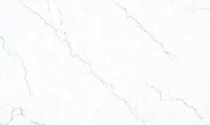 Closeup image of Q Quartz Calacatta Miraggio Cielo Honed White Quartz countertop slab