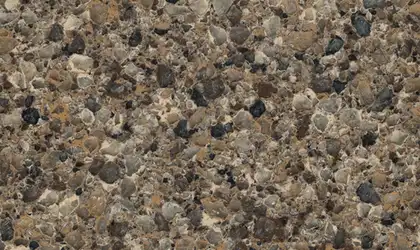 Closeup image of Viatera Royal Teak Brown Quartz countertop slab