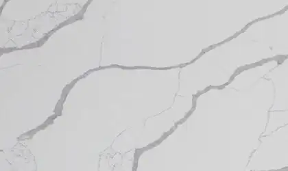 Closeup image of Aggranite Quartz Cloud Strike White Quartz countertop slab