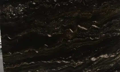 Closeup image of Mahogany Black Quartzite countertop slab