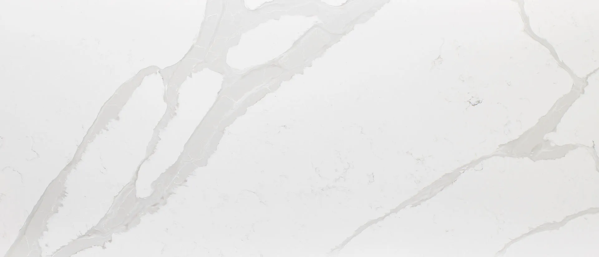 Closeup image of Q Quartz Calacatta Luccia Quartz countertop slab