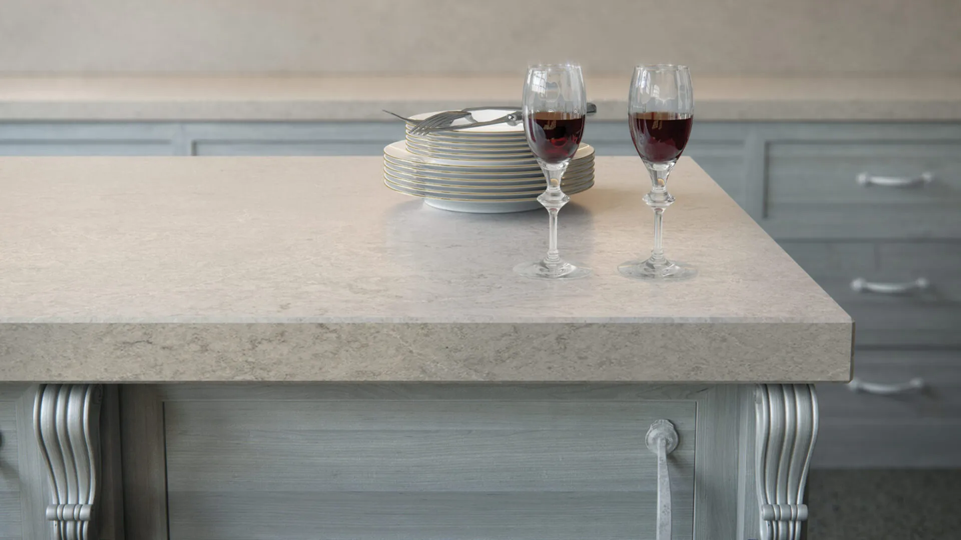 Additional image of Caesarstone Bianco Drift Cream Quartz countertops