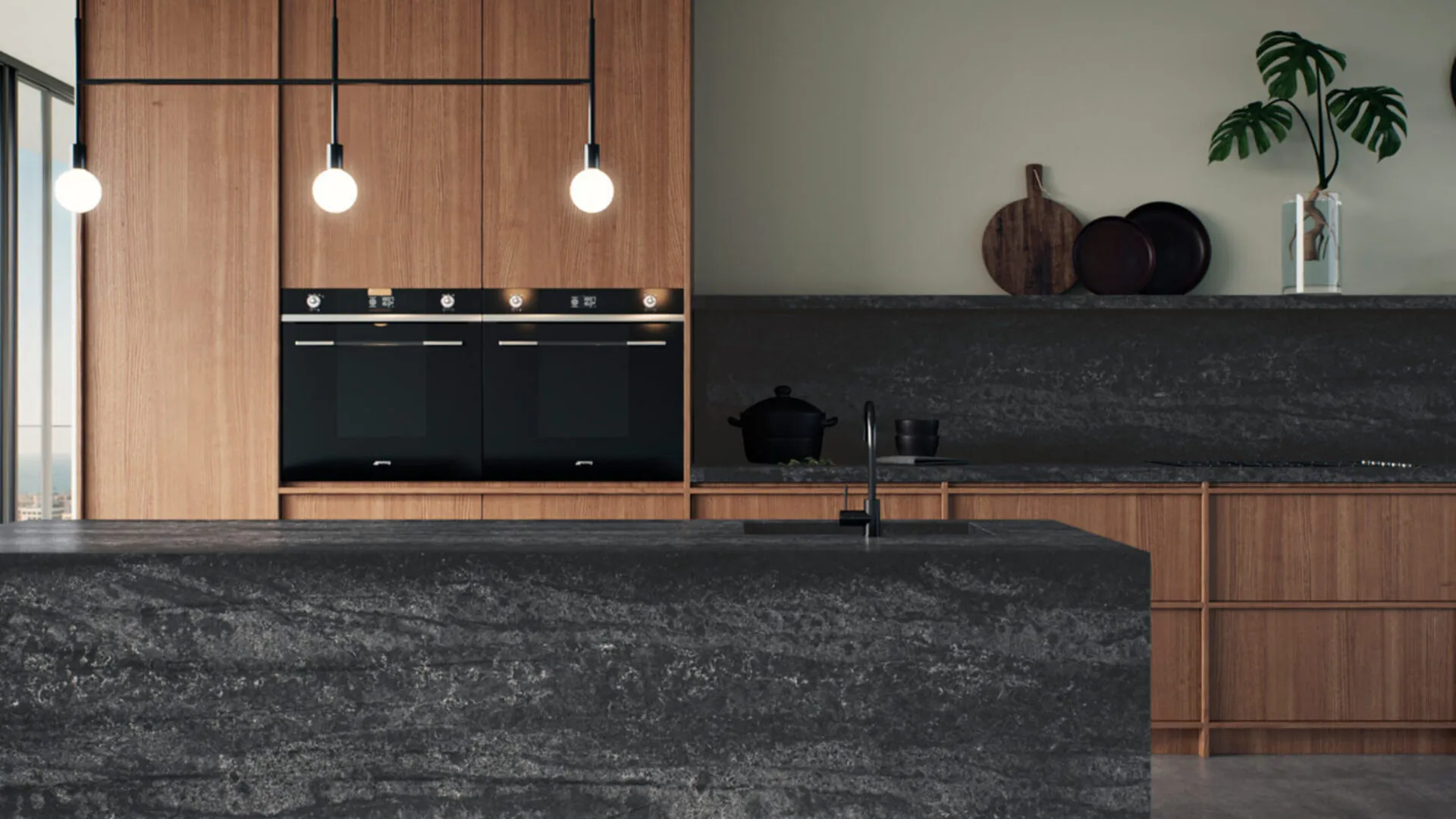 Additional image of Caesarstone Black Tempal Quartz countertops