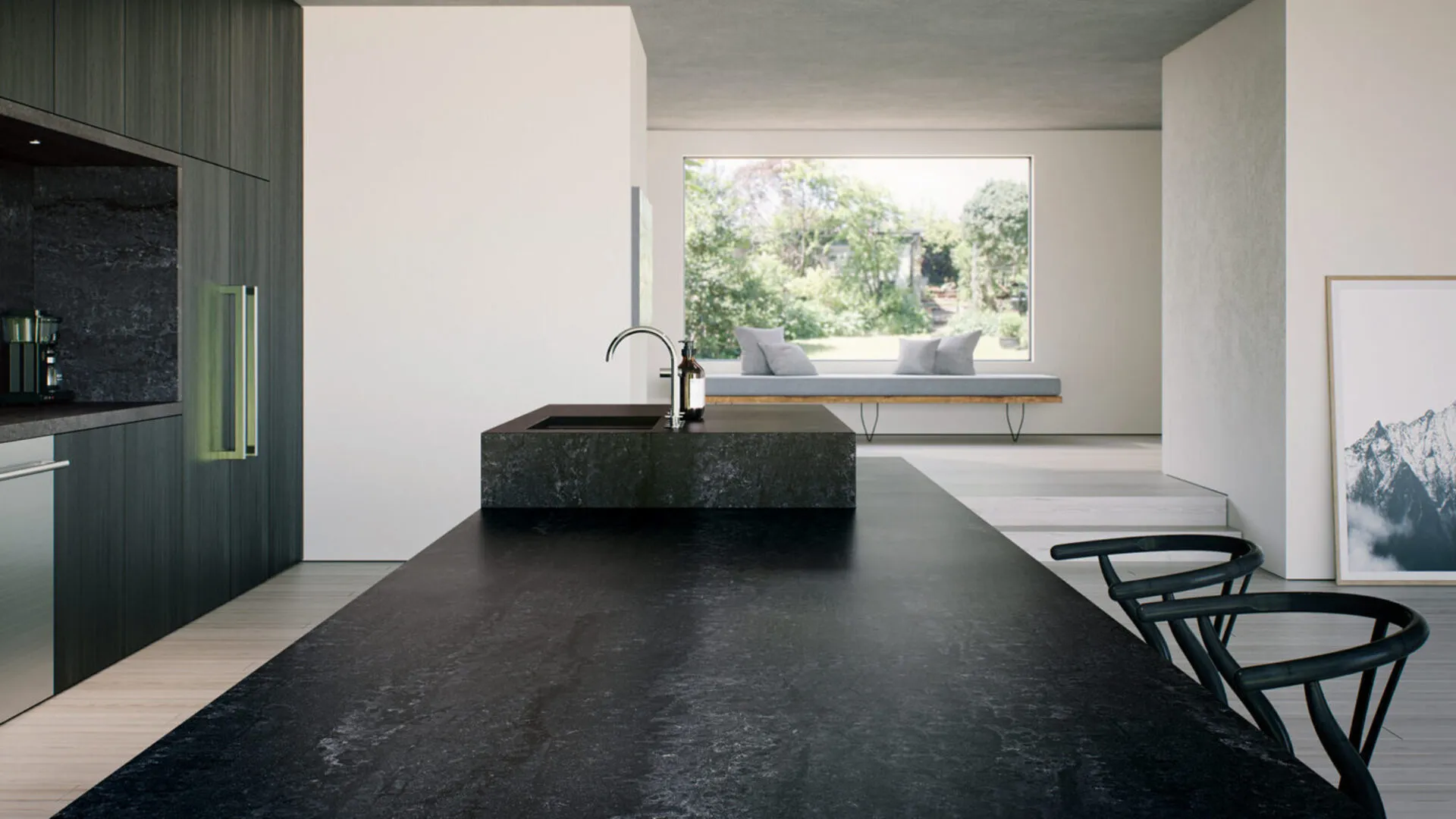 Additional image of Caesarstone Black Tempal Quartz countertops