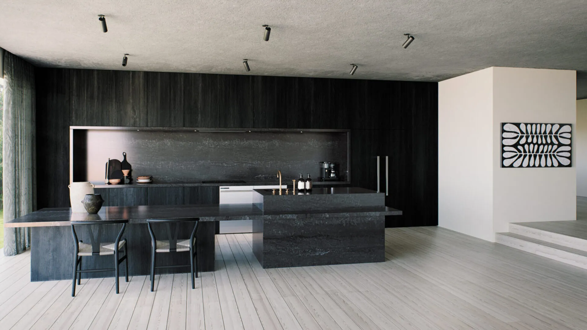 Additional image of Caesarstone Black Tempal Quartz countertops