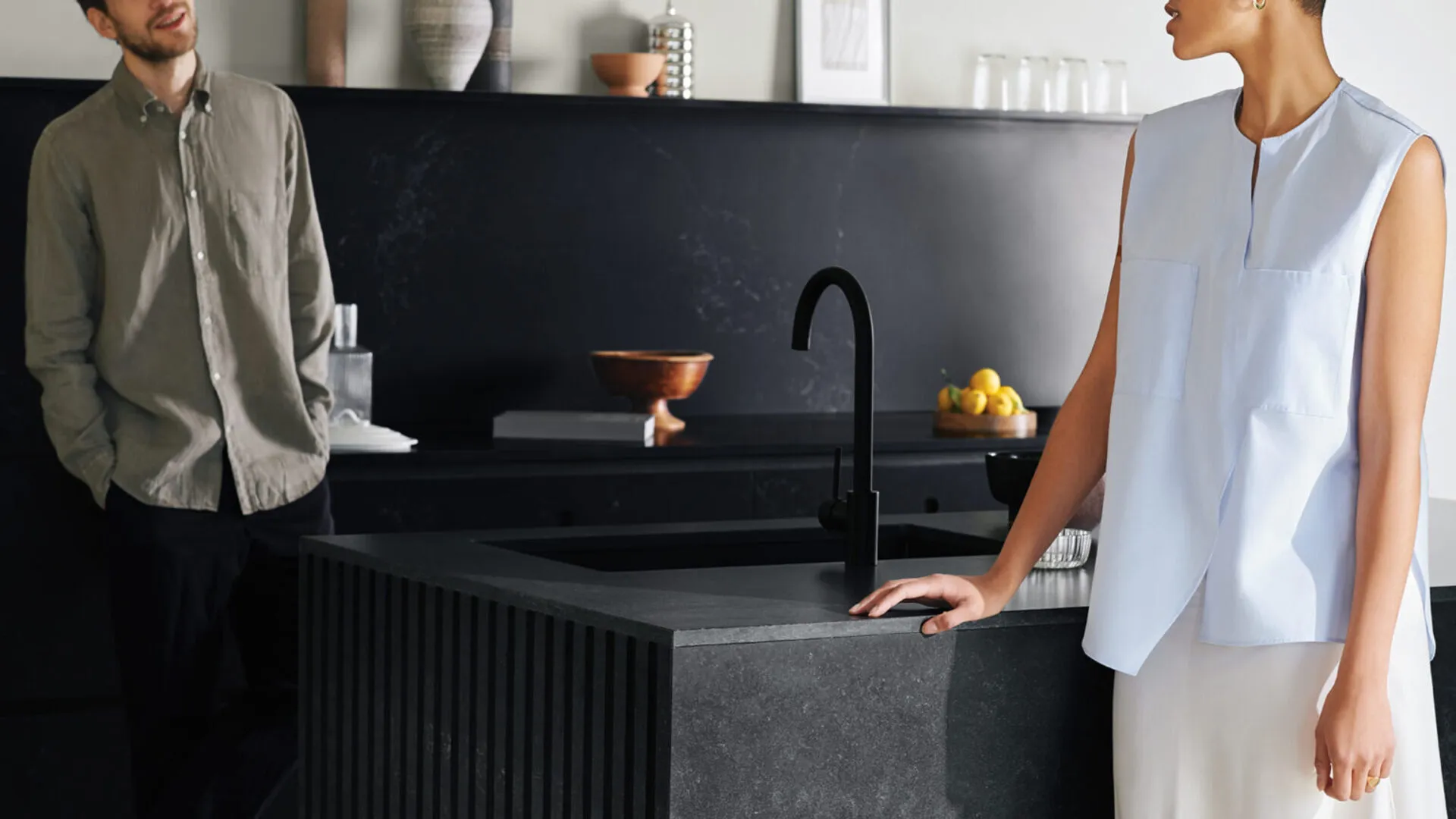 Additional image of Caesarstone Black Tempal Quartz countertops