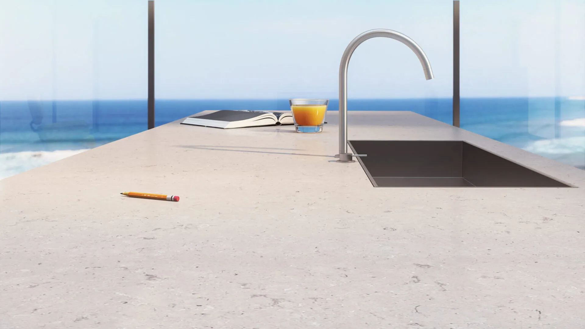 Additional image of Caesarstone Clamshell Brown Quartz countertops